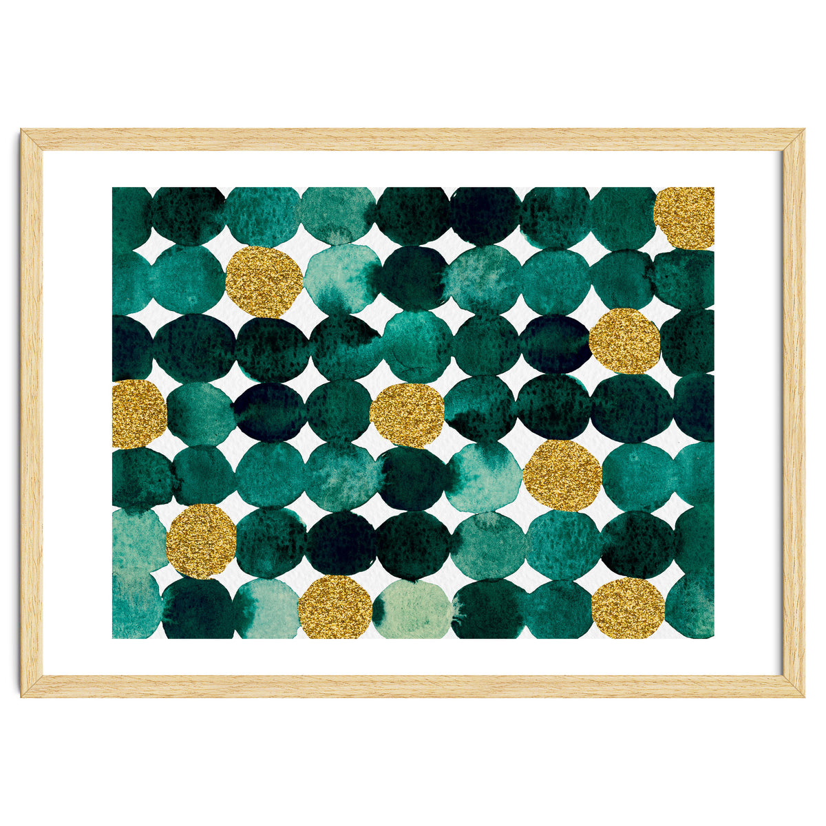 Dots pattern - emerald green and gold