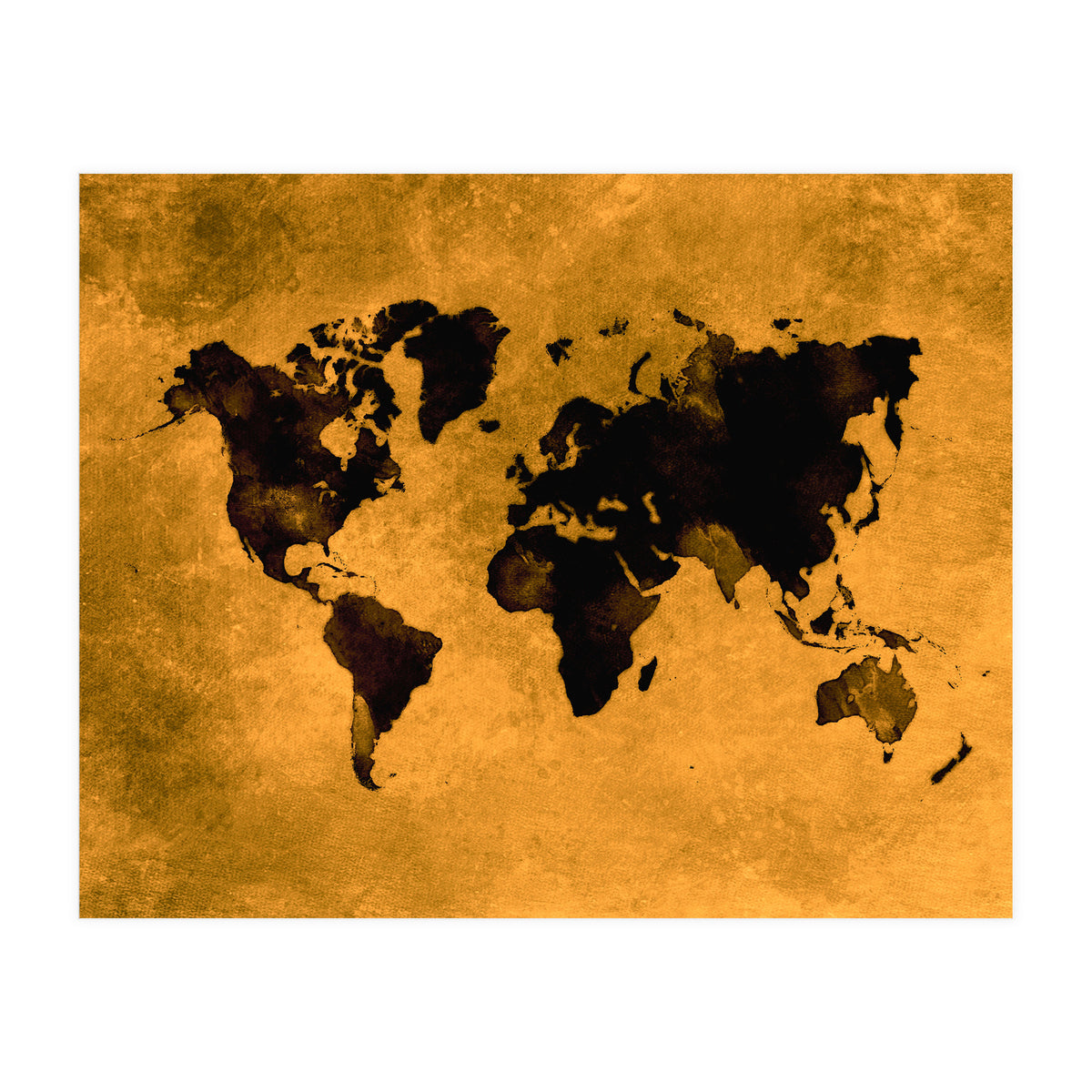 World Map black and yellow digital art (Print Only)
