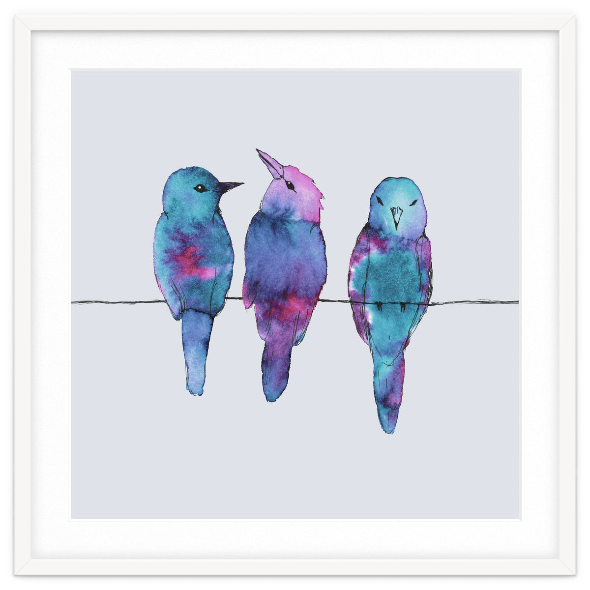 Three birds on a wire