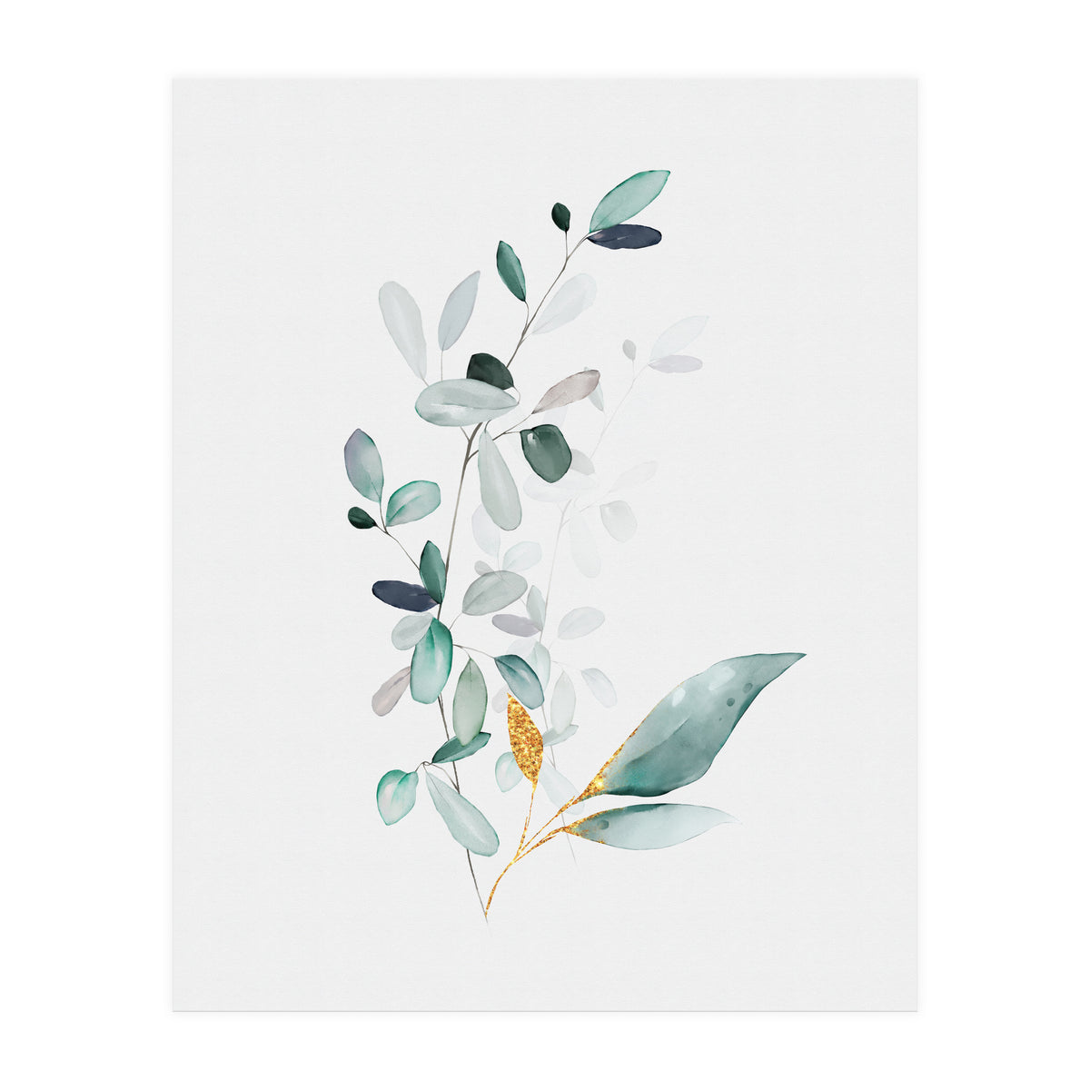 Modern Botanical Gold & Sage Study 01 (Print Only)