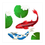 Watercolor Koi Fish And Lotus (Print Only) thumbnail