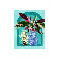 Moroccan Shelfie | Tropical Teal Plants Botanical | Exotic Modern Bohemian Eclectic Décor  (Print Only)