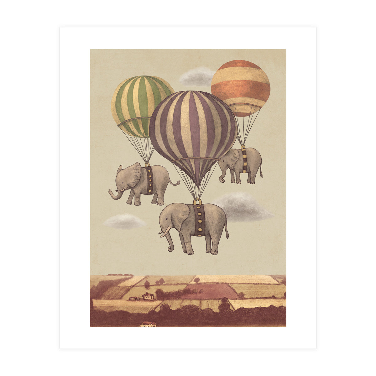 Flight Of The Elephants Art Print by Terry Fan