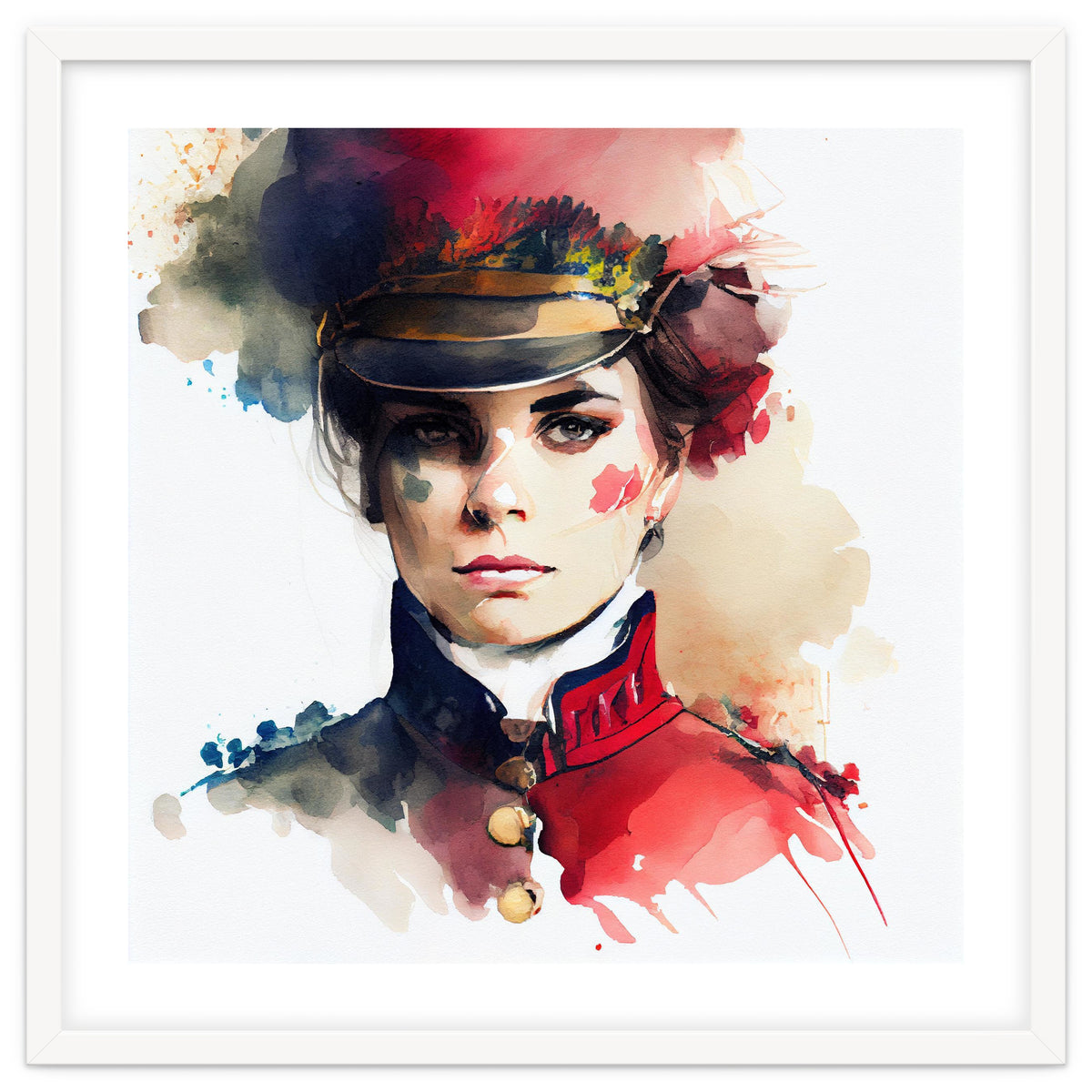 Watercolor Napoleonic Soldier Woman #3