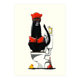 Black Panther on the Toilet, funny bathroom humour (Print Only) thumbnail