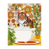 Tiger Bathing in Groovy Bathroom (Print Only) thumbnail