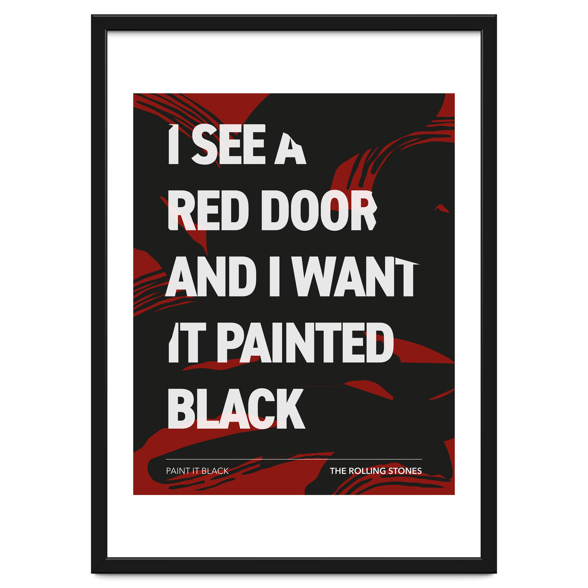 The Rolling Stones Paint It Black Black Heart Song Lyric Poster Print -  Song Lyric Designs