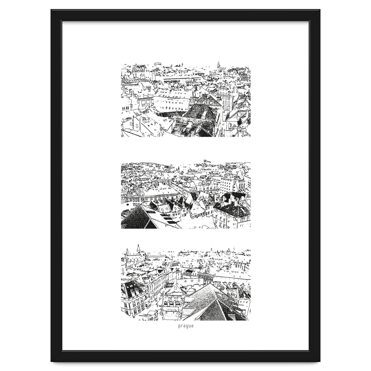 Prague print in black