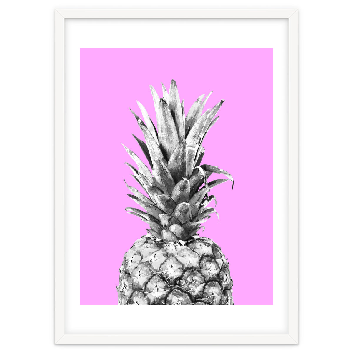 Black and White Pineapple Pink Background