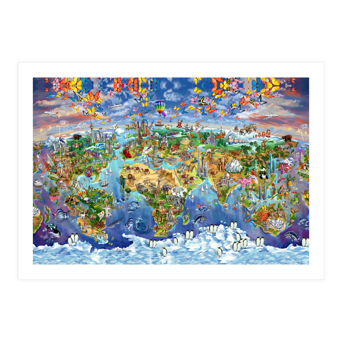 World Wonders Illustrated Map (Print Only)