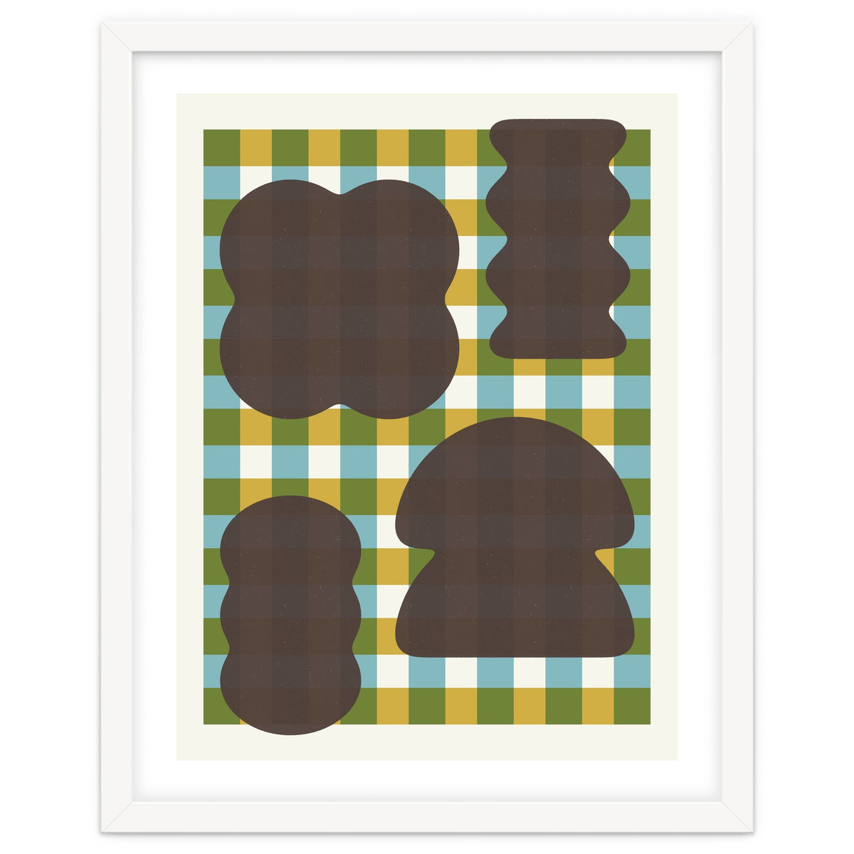 Funky Organic Shapes on a Plaid Background