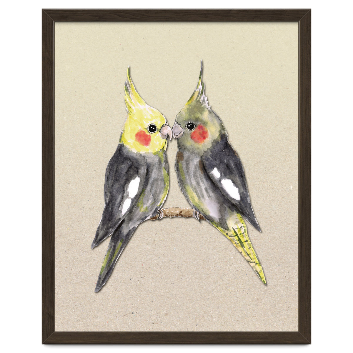 Two cute cockatiels