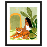 Just You & Me | Tiger Urban Jungle Friendship | Wild Cat Bohemian Black Woman with Pet thumbnail