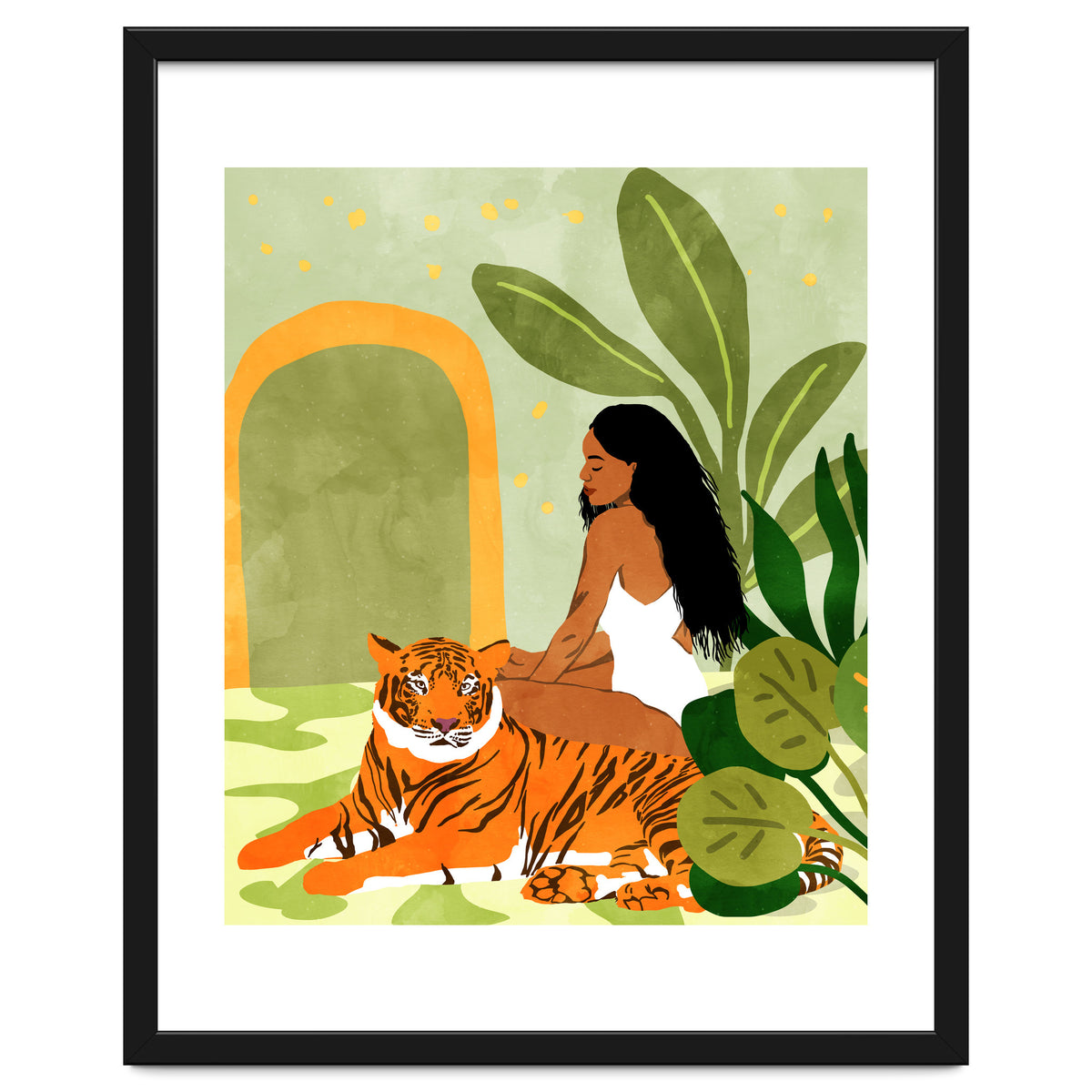 Just You & Me | Tiger Urban Jungle Friendship | Wild Cat Bohemian Black Woman with Pet