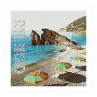 Beach Day At Cinque Terre, Colorful Italy Vintage (Print Only)