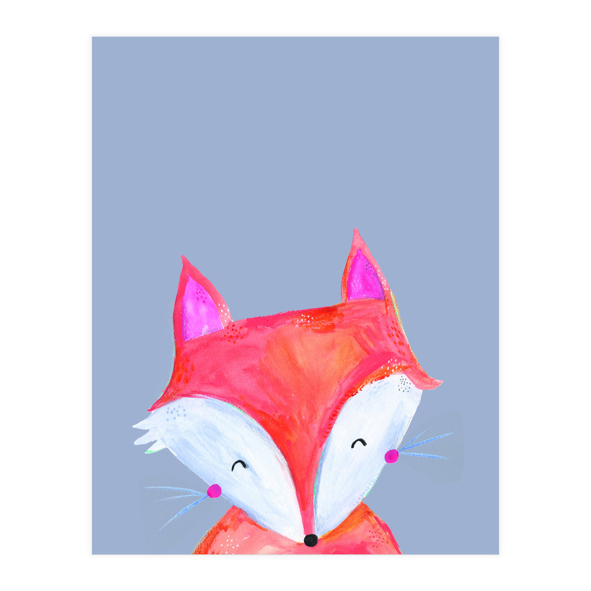 Woodland Fox On Grey (Print Only)
