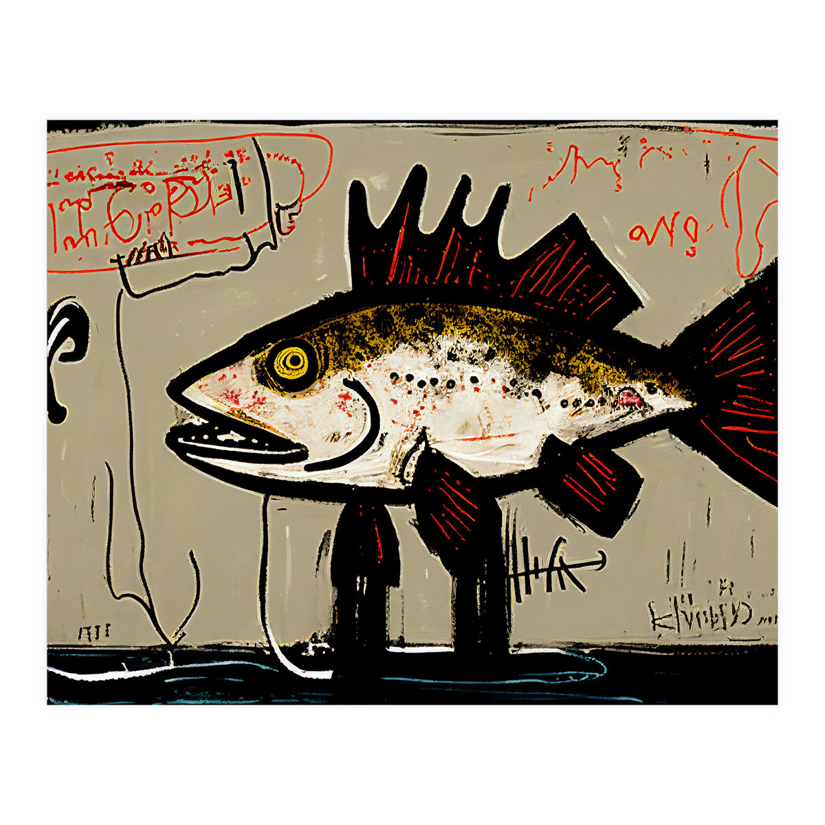 Brown Trout in Abstract Style Painting (Print Only)