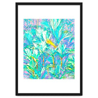 Palm Garden, Tropical Nature Jungle Botanical Painting, Bohemian Intricate Pastel Forest