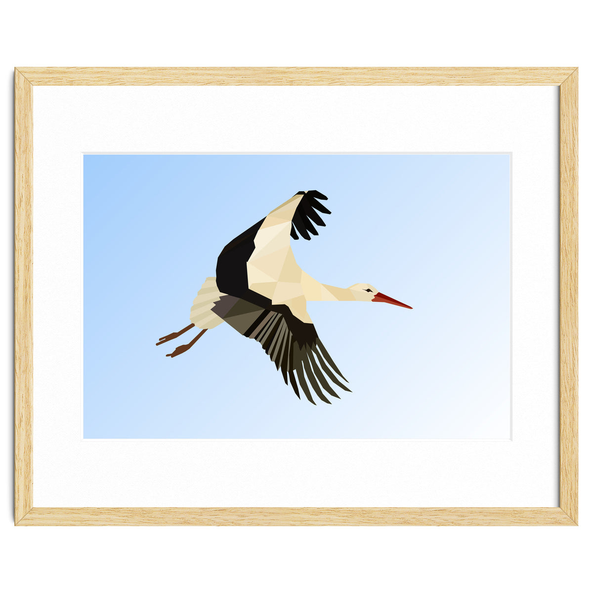 White Stork Bird Low Poly Art