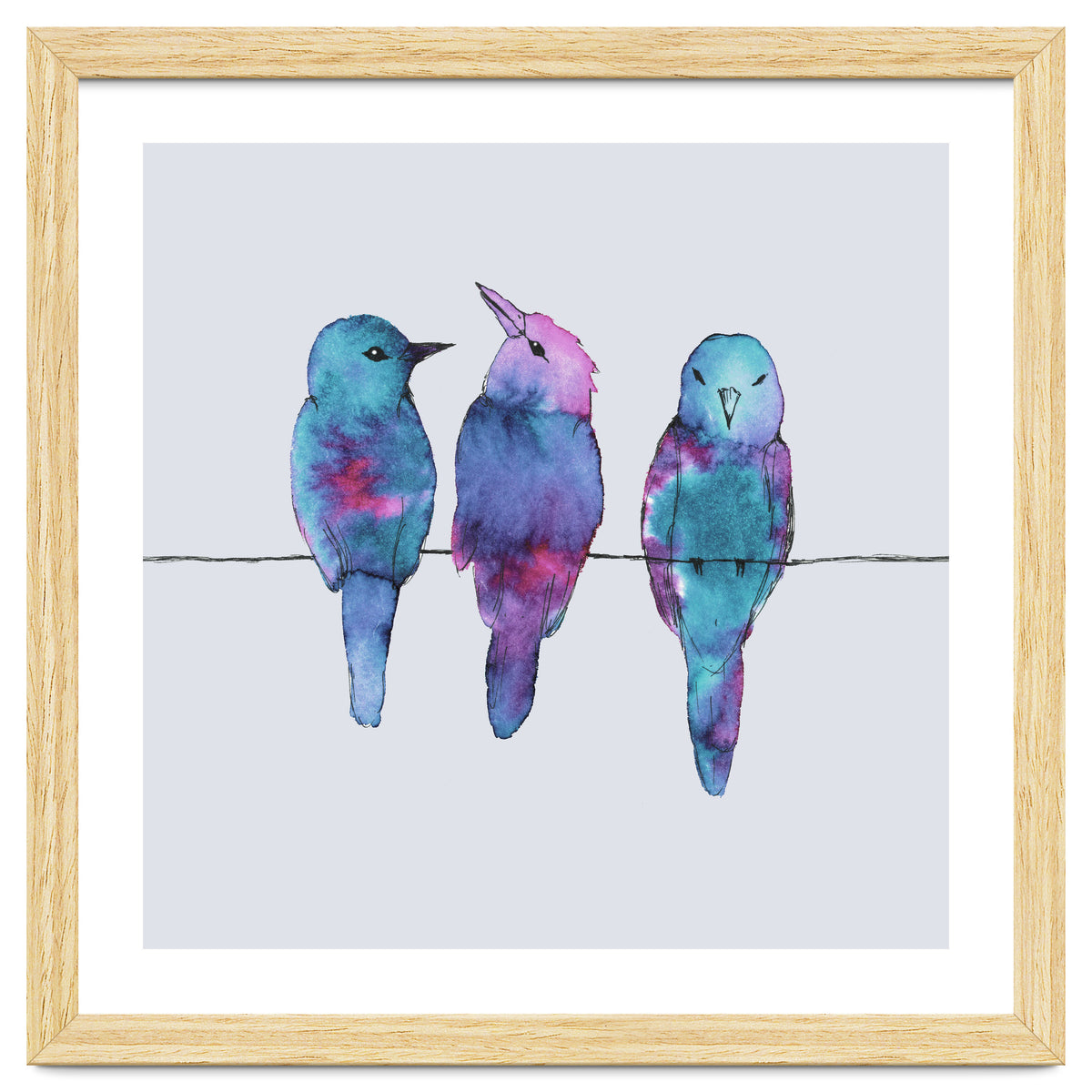 Three birds on a wire