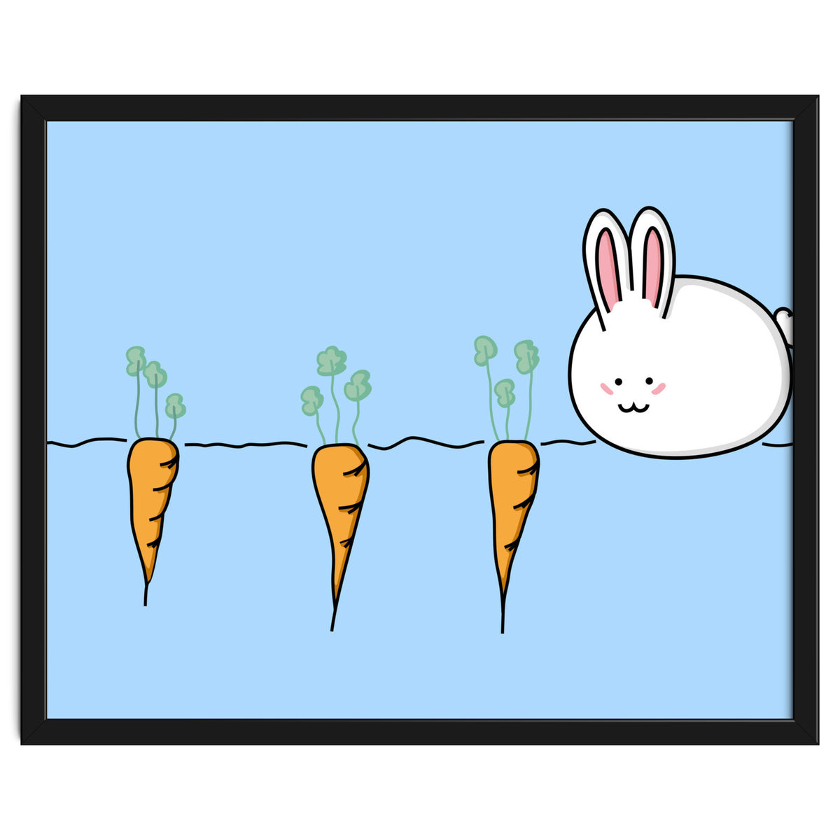 Kawaii Cute Rabbit With Carrots