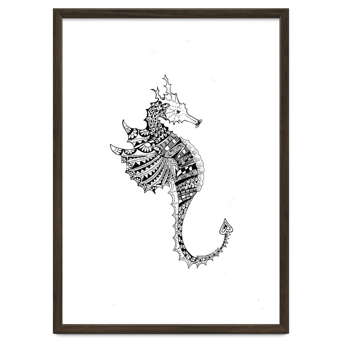 Seahorse Dragon Zen Doodle