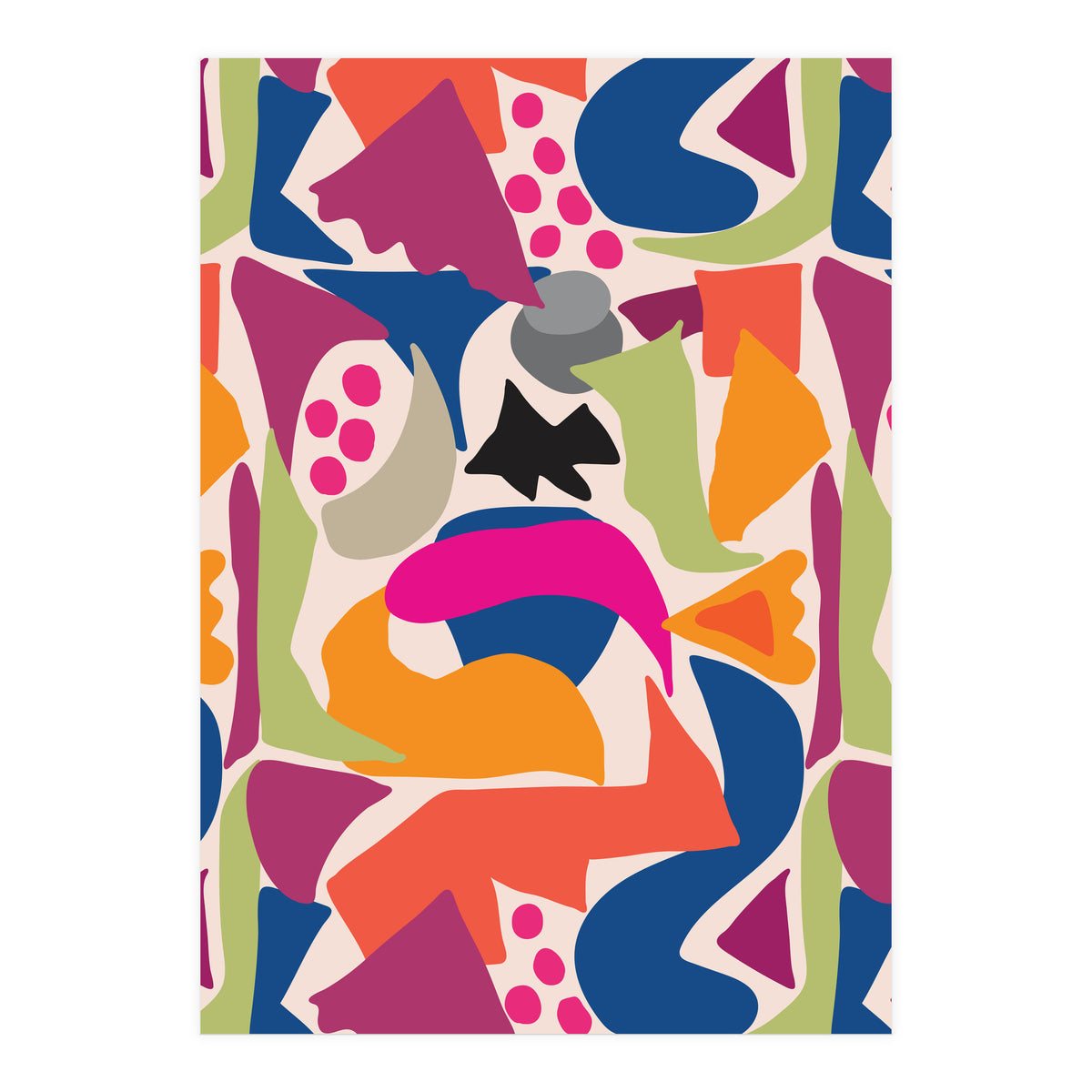 Black Fish Abstract Art (Print Only)