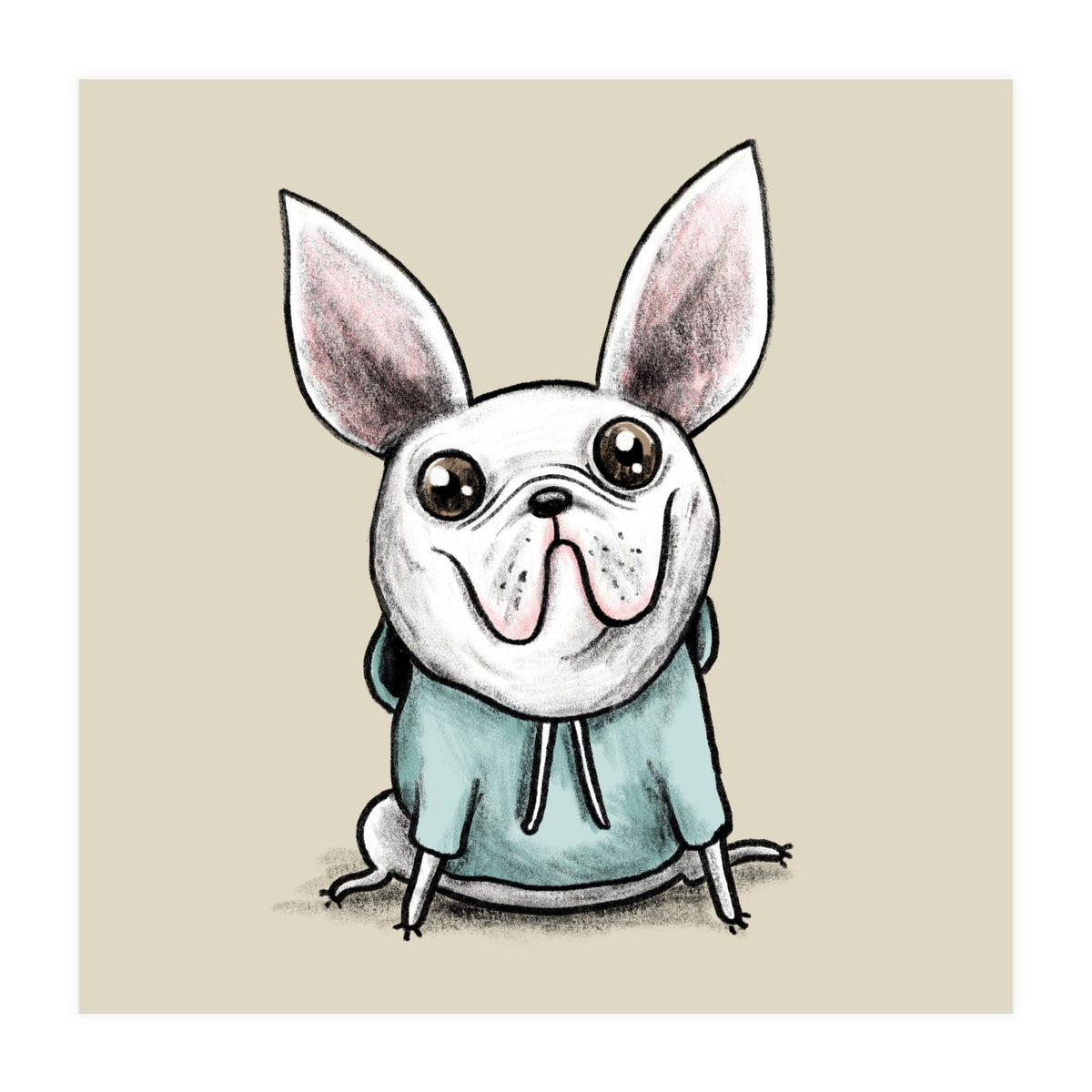 French Bulldog in a Hoodie (Print Only)