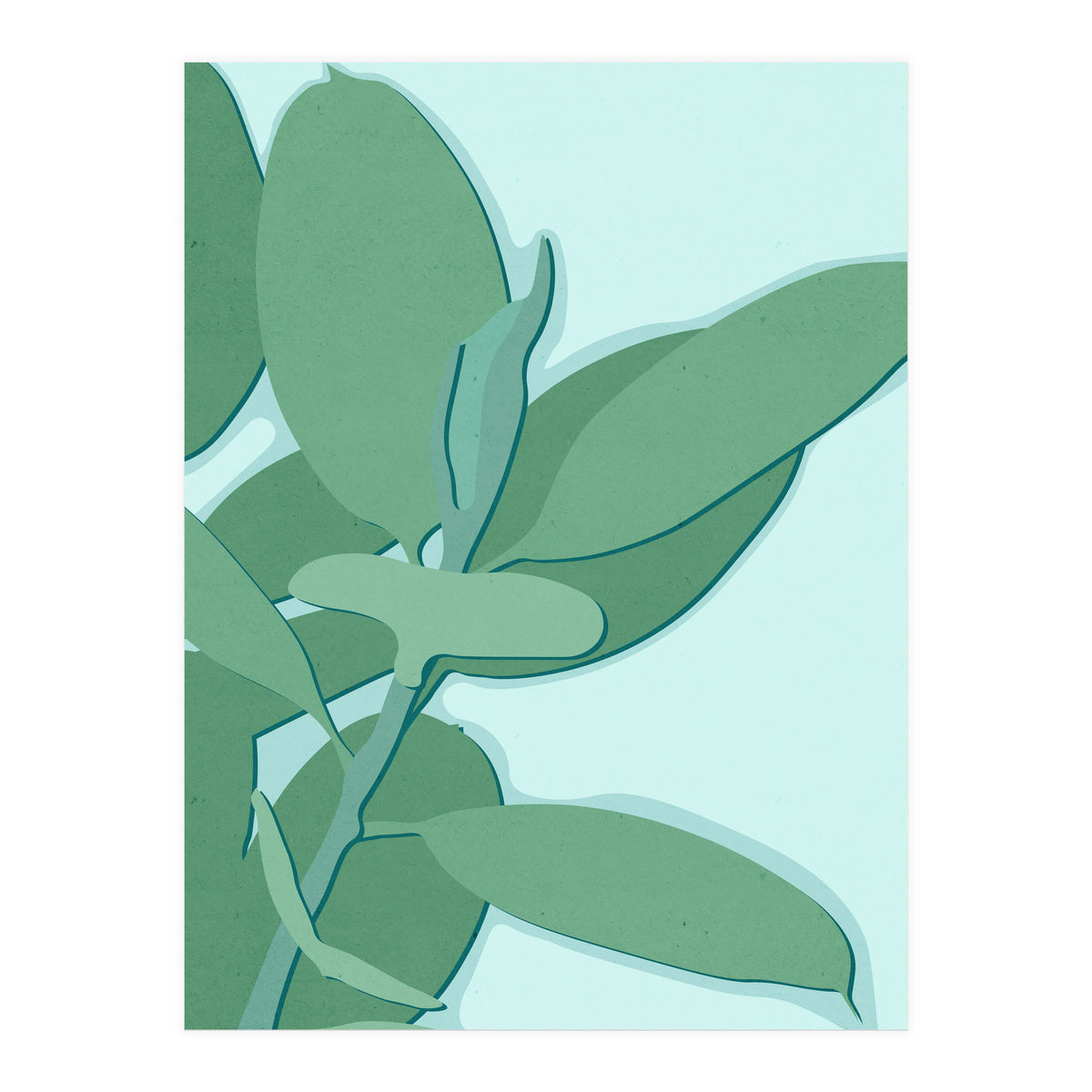 Minimal Rubber Tree Leaves - Greener Eden (Print Only)