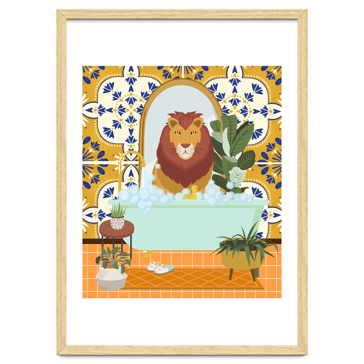 Lion Bathing in Moroccan Style Bathroom