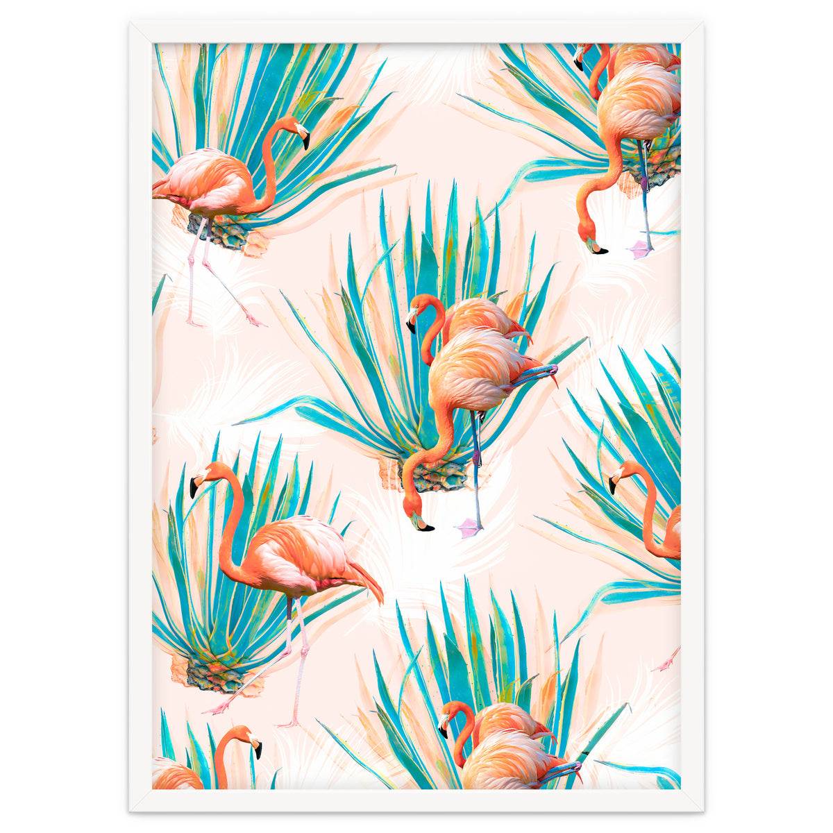 Anaglyph Flamingos with cactus