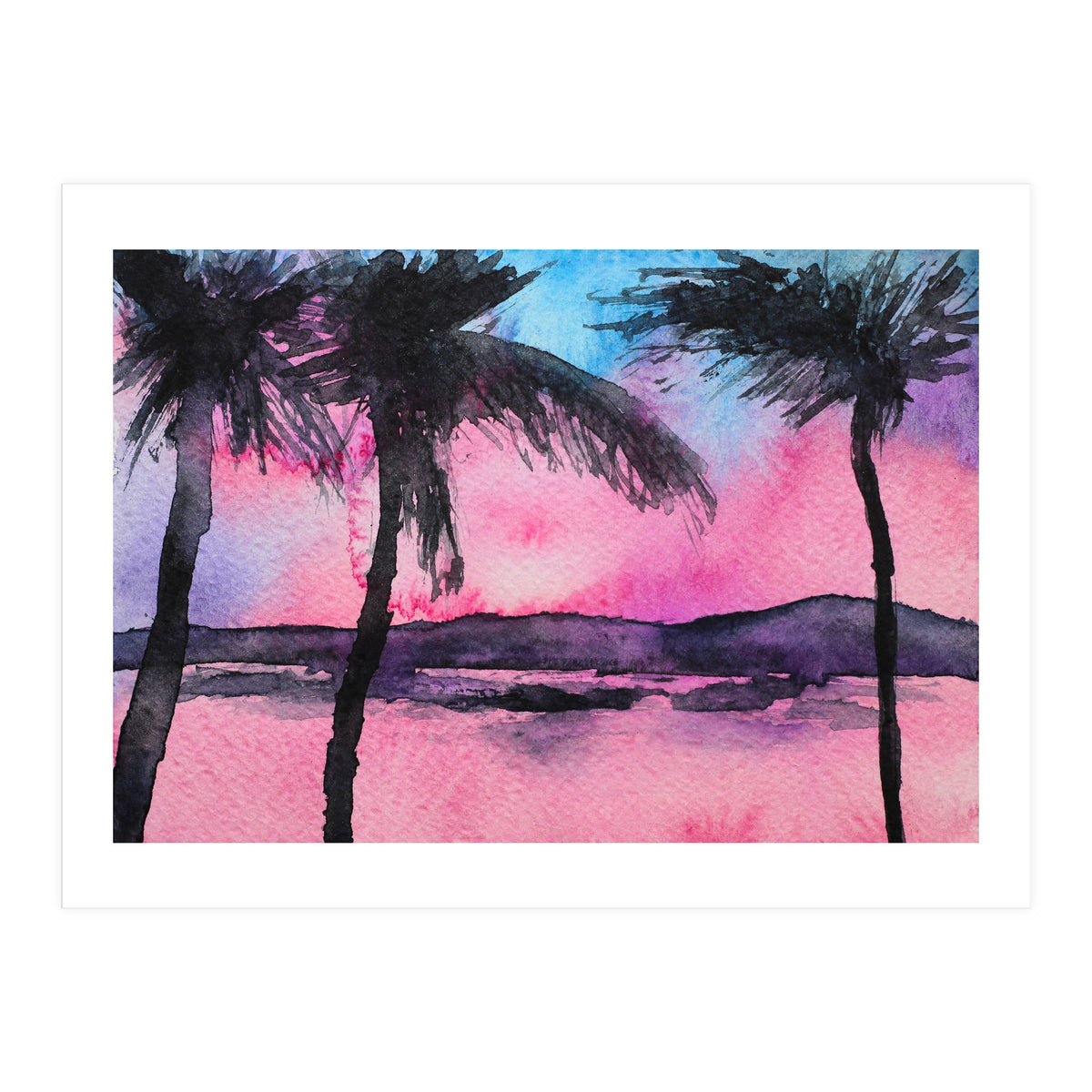 Tropical sunset || watercolor (Print Only)