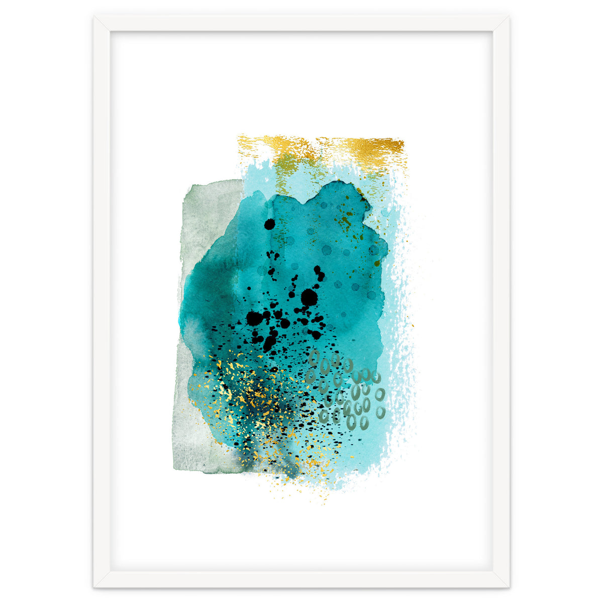 Abstract watercolour turquoise and gold