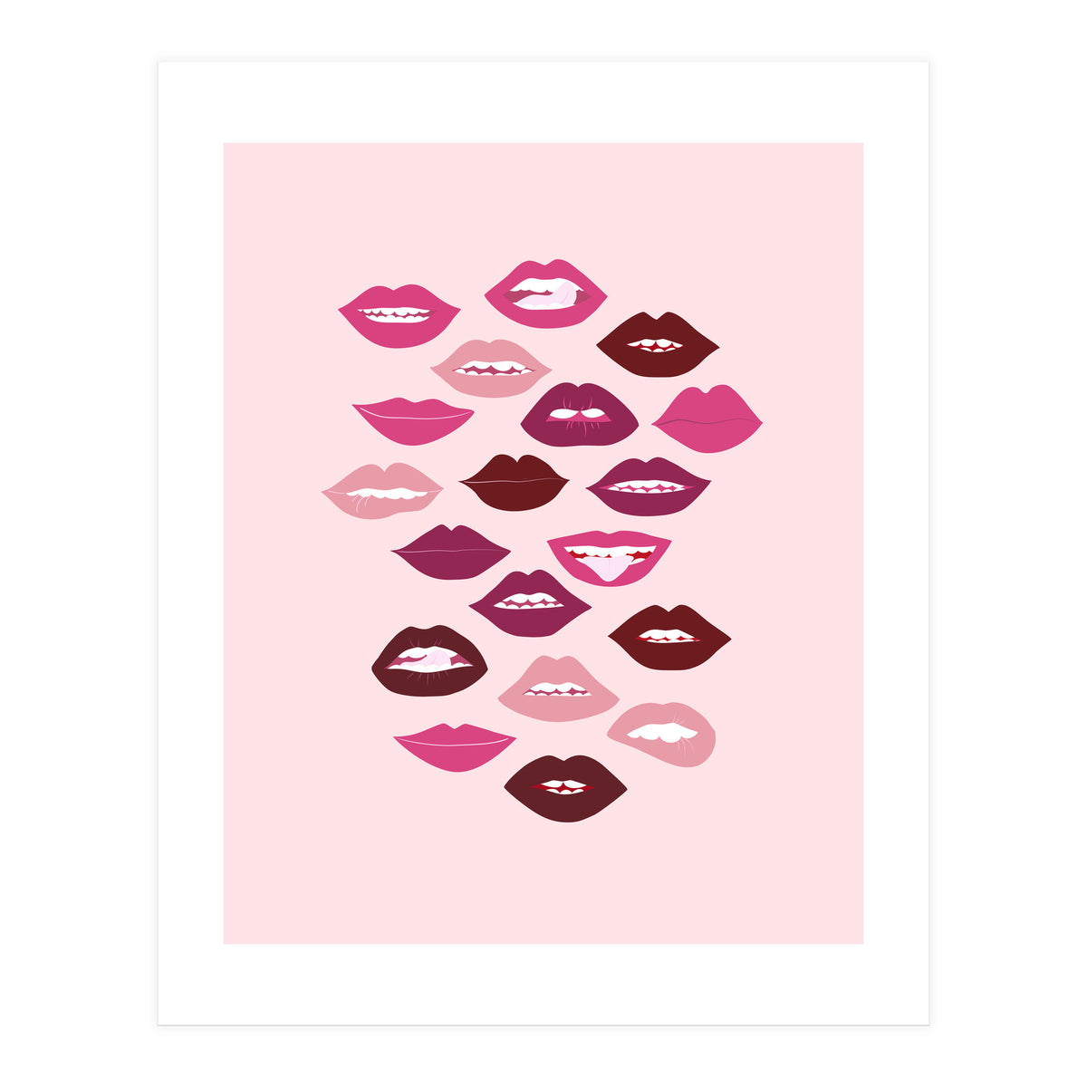 Lips Dark on Pink Background (Print Only)