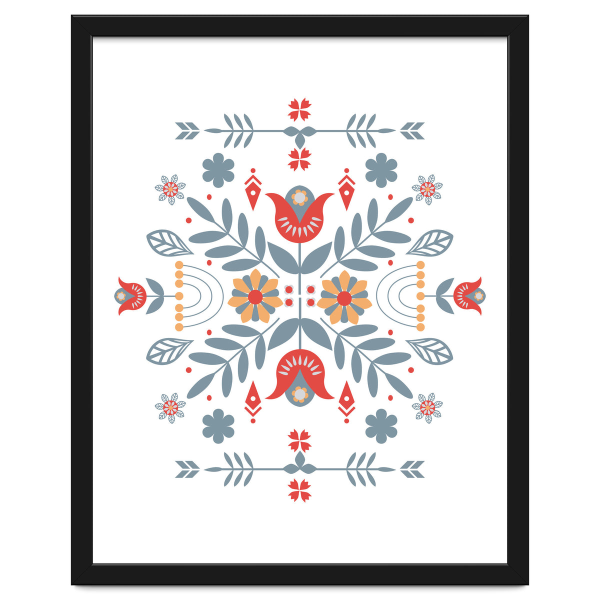 Scandinavian Folk Retro Flower Pattern