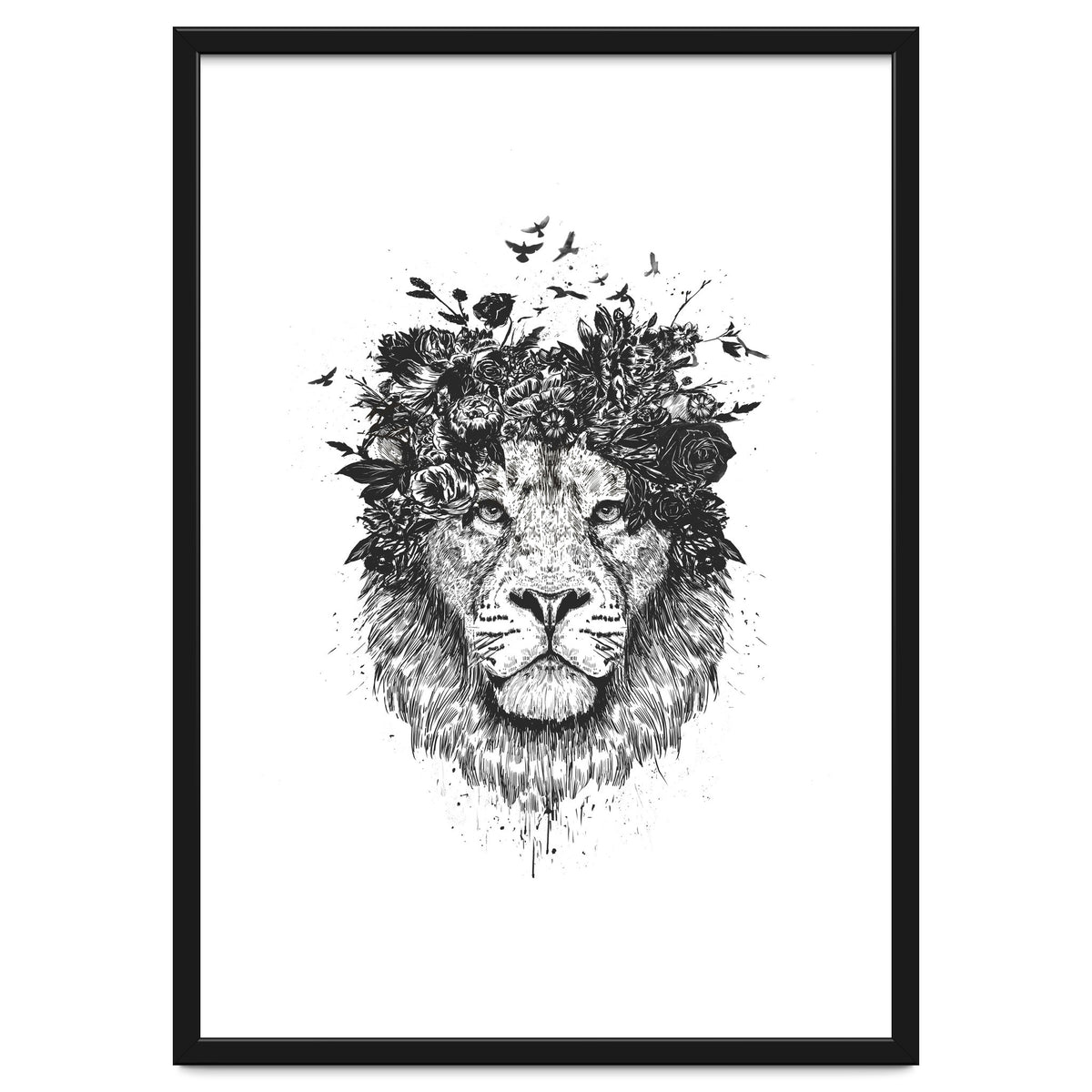 Floral Lion Bw