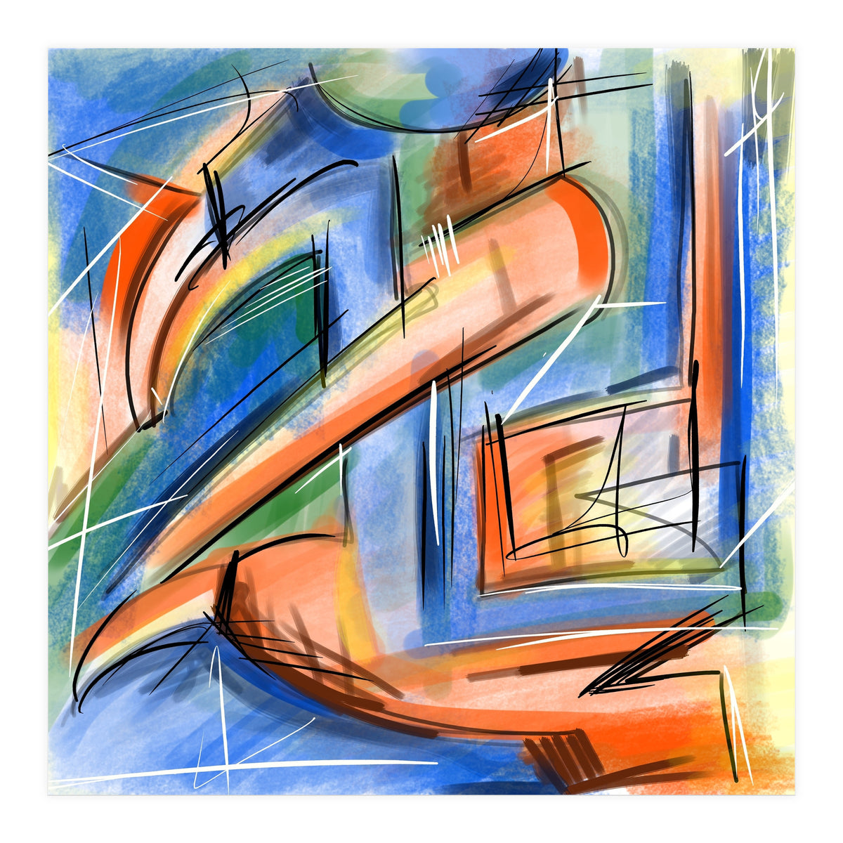 Emersions In Blue And Orange (Print Only)