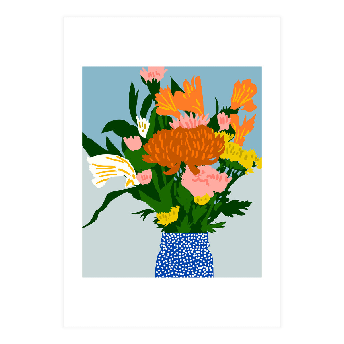 Potted Happiness | Flower Pot Botanical Floral Still Life | Eclectic Plants Modern Bohemian Décor (Print Only)