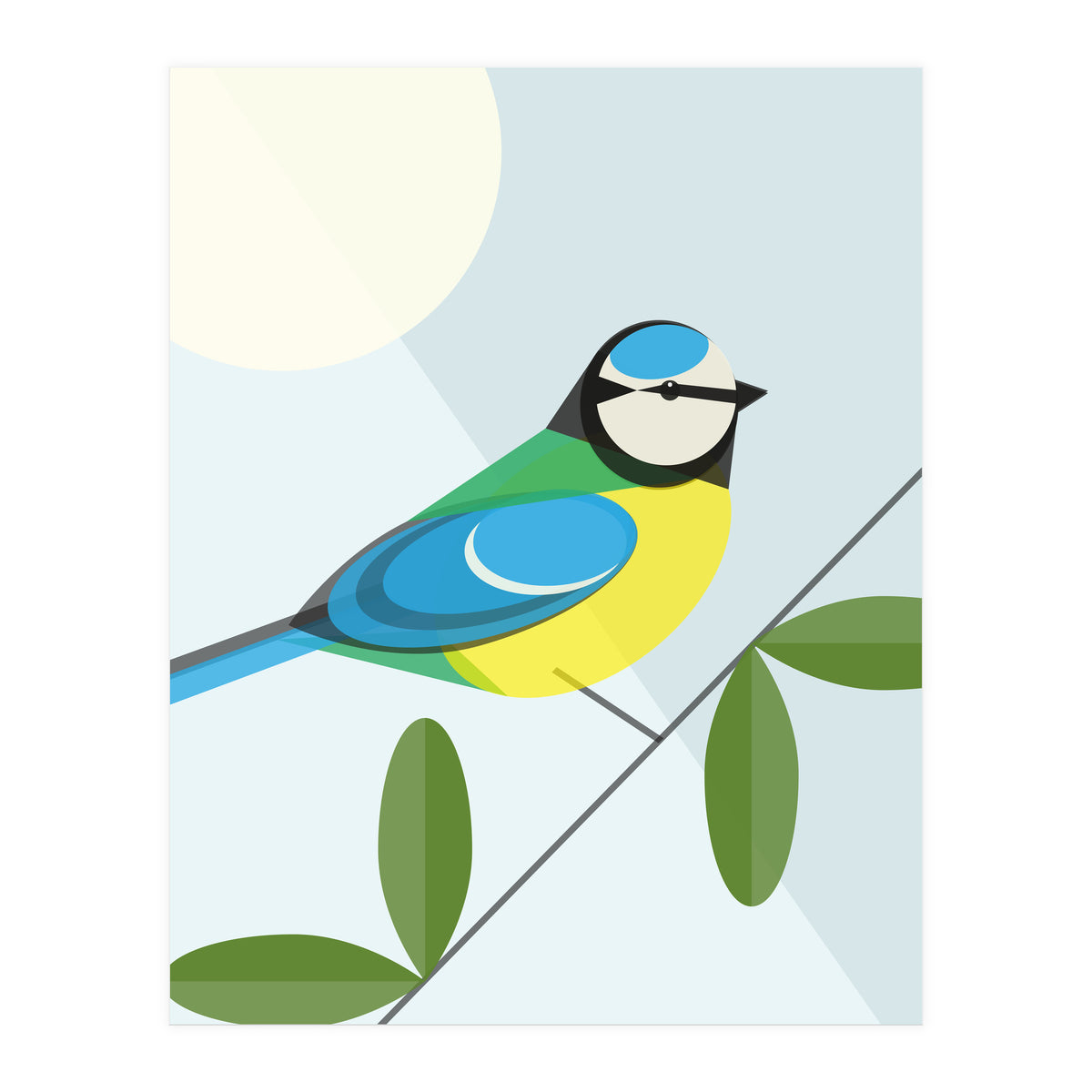 Mid Century Geometric Blue Tit (Print Only)