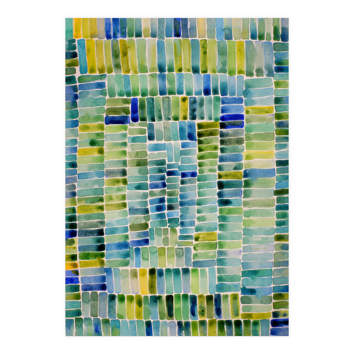 Abstract rectangle pattern in green (Print Only)