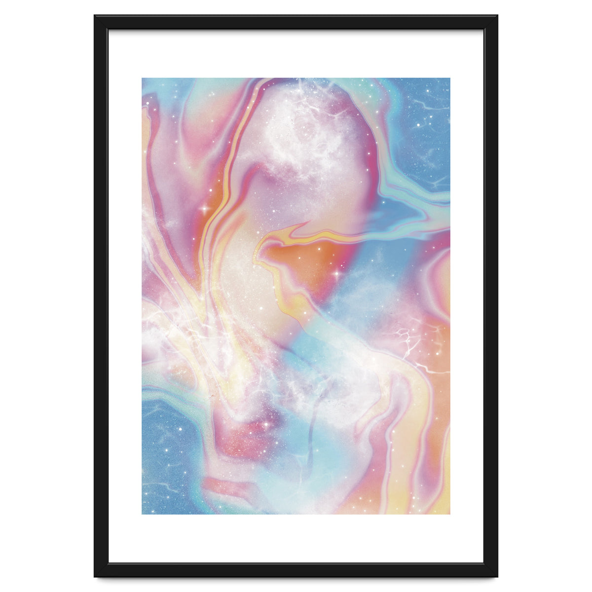 Pastel Pink Blue Space Marbling