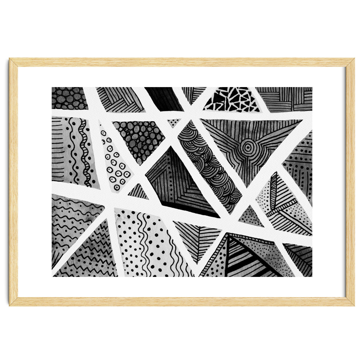 Geometric doodle pattern in black and white