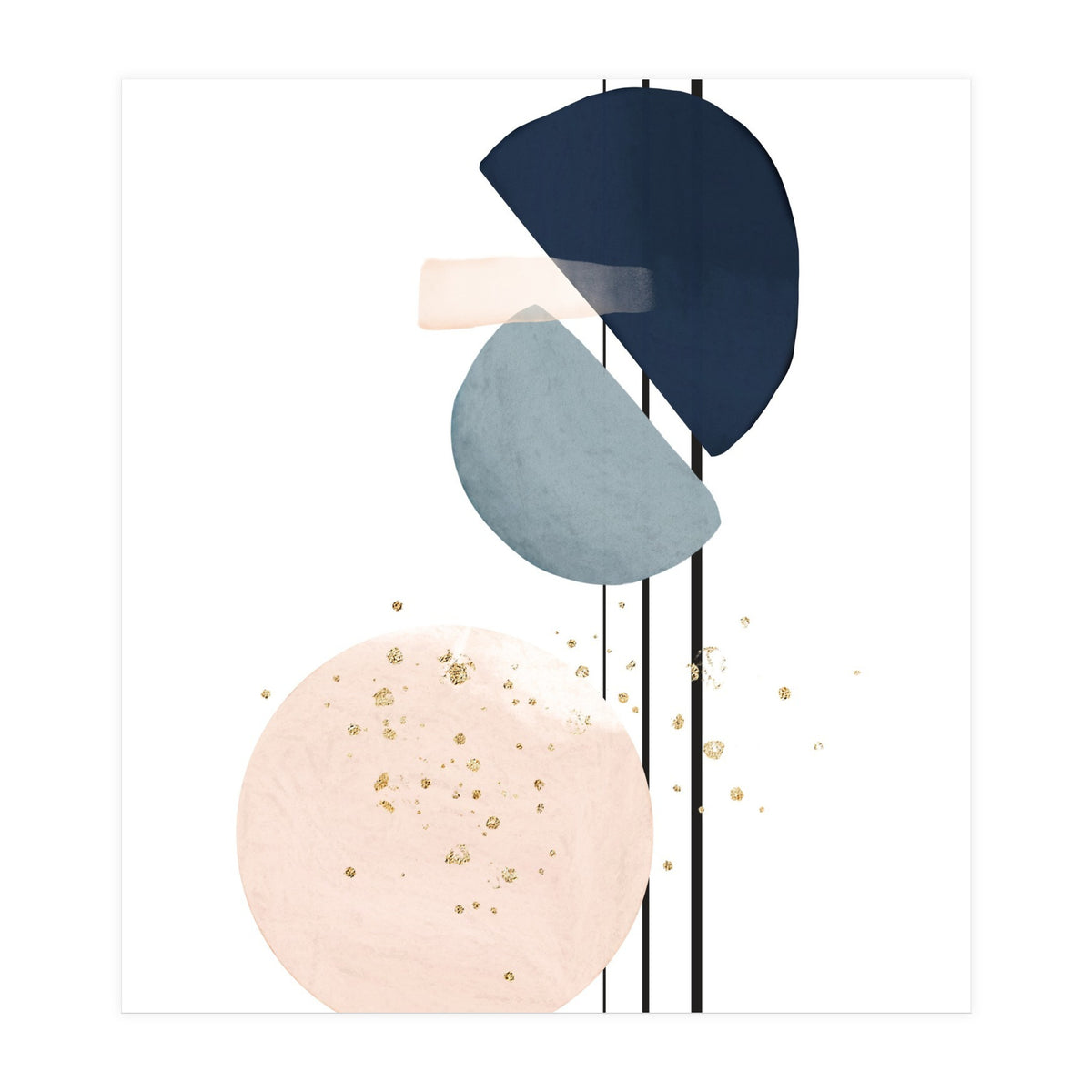 Abstract Study Blush and Navy Blue (Print Only)