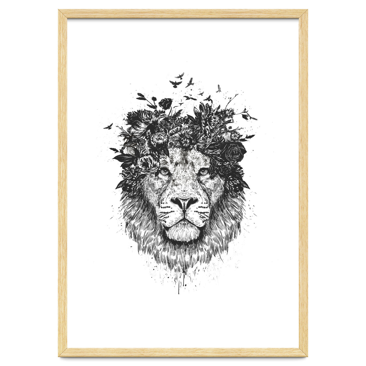 Floral Lion Bw