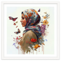 Watercolor Floral Muslim Woman #2