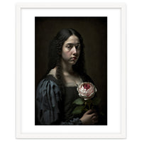 Sad Young Woman Moody Vintage Dark Painting