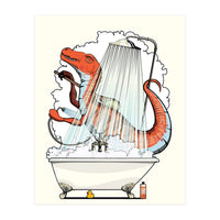 Dinosaur Velociraptor in the Shower, funny bathroom humour (Print Only)