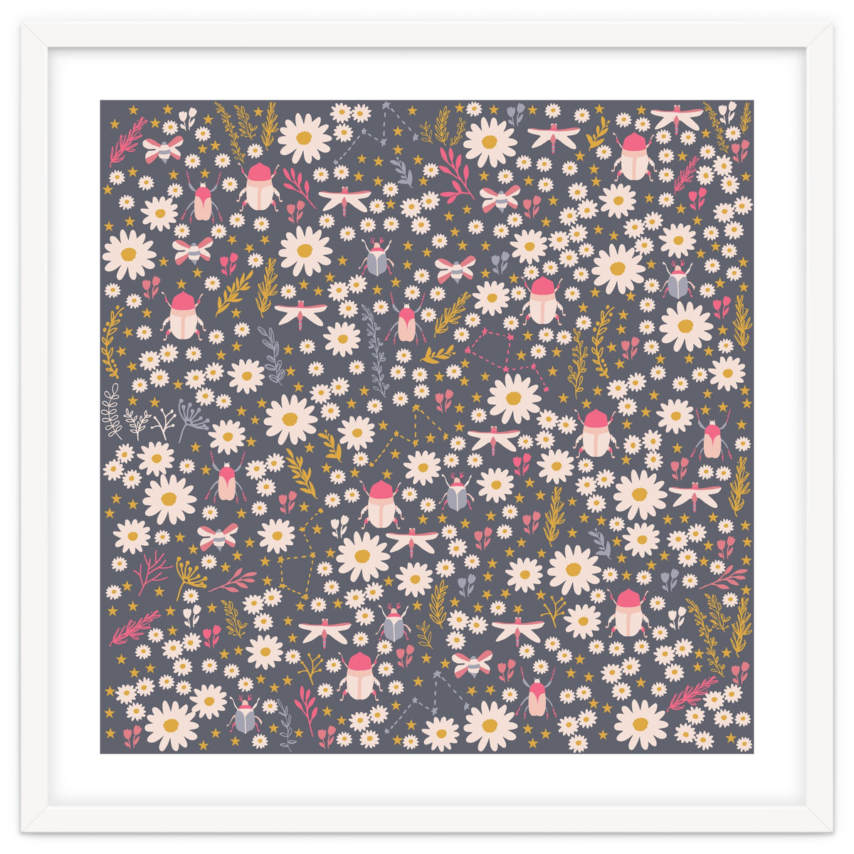 Cute bugs on a meadow