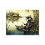 Badger Fishing Watercolor Painting (Print Only) thumbnail