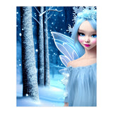 Cute 3d light blue Winter Fairy in the Forest (Print Only) thumbnail